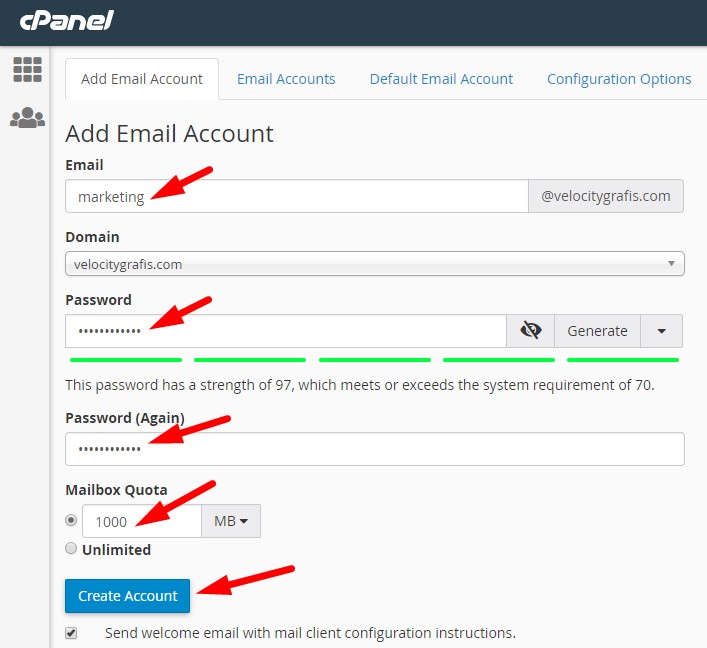 create webmail account