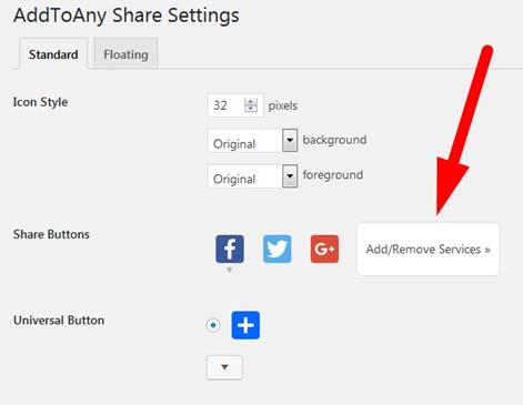 AddToAny Share Buttons Settings