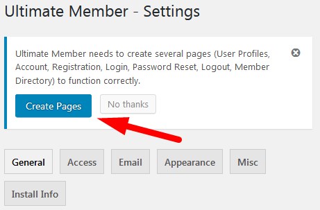 Create Pages Ultimate Member