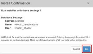 Duplicator Install Database Confirm