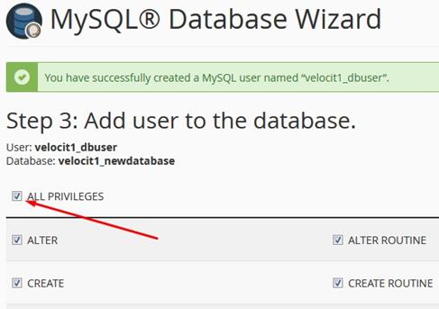 MySQL Database Wizard Create Database User 2