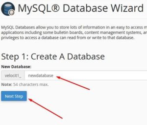 MySQL Database Wizard Create a Database