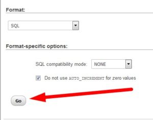 phpMyAdmin submit database