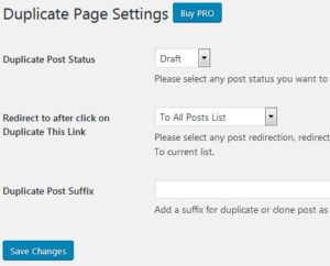 Duplicate Page Settings