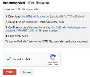 Google Webmaster Tool File Upload